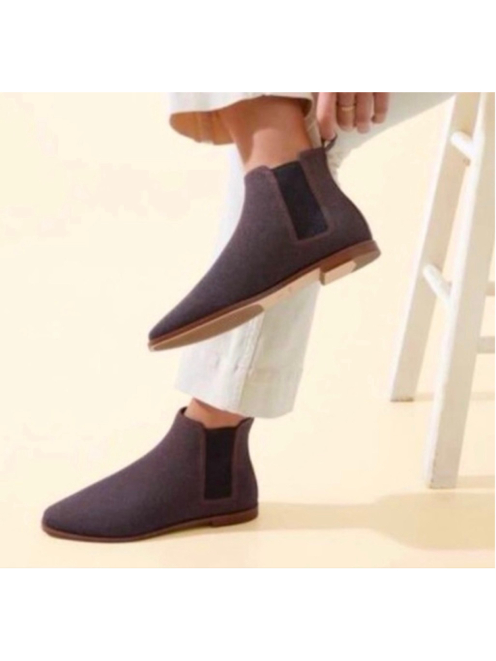Rothy's Merino Ankle Boot Comfort Pull On Chelsea Brown Cocoa Boots- Size 10